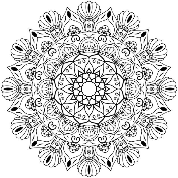 Vector ethnic arabesque style mandala pattern luxury background flower style decorative trishul symb alpona