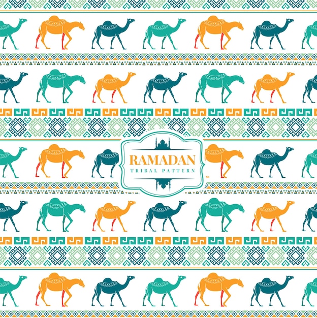 Ethnic arabic seamless pattern with camel for textile design