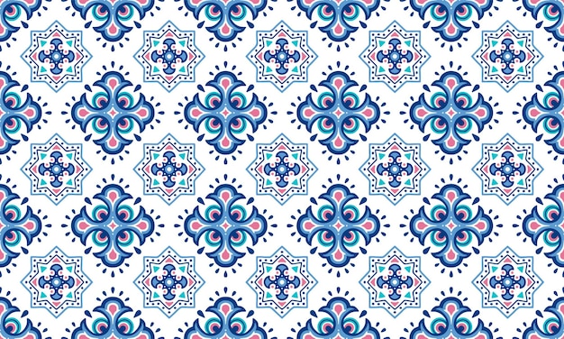 Ethnic Background cute blue indigo geometric tribal ikat folk Motif Arabic oriental native pattern