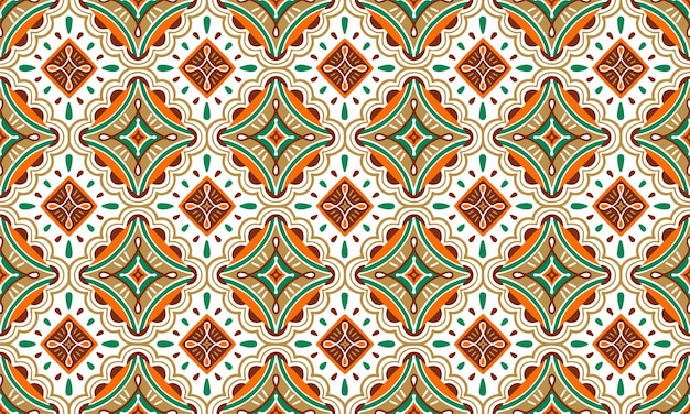 民族背景かわいい緑オレンジ茶色幾何学的な部族民俗モチーフ アラビア語オリエンタル ネイティブ パターン