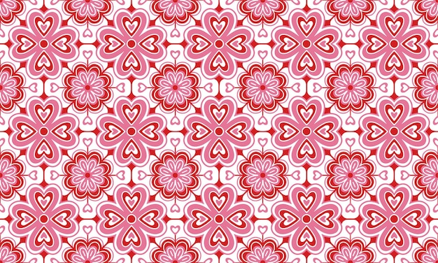 Ethnic Background cute Valentines Day Love Heart Flower pink motif geometric oriental native pattern