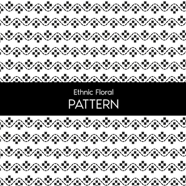 Vector ethnic black floral pattern