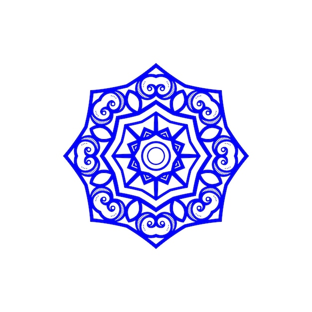 Этнический синий векторный дизайн мандалы на белом изолированном фоне