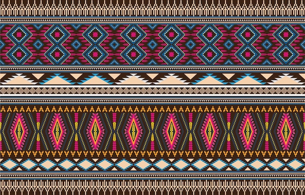 Ethnic boho seamless pattern. Ethno ornament. Tribal art colorful repeatable background. Fabric