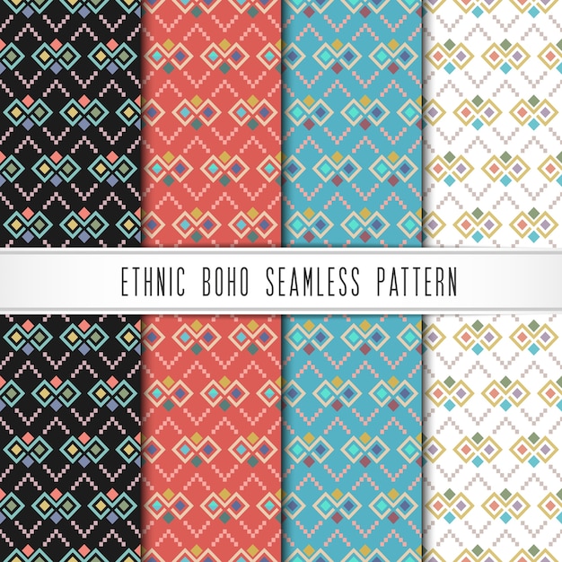 Ethnic boho seamless patterns set.