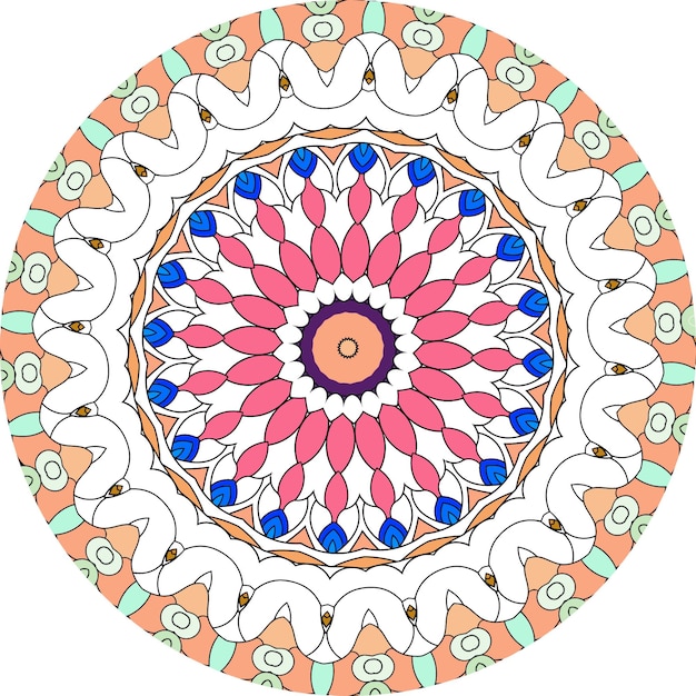 Ethnic Bright Mandala Style Flowers Pattern. 
Anti-Stress Therapy Patterns. Weave Design Elements