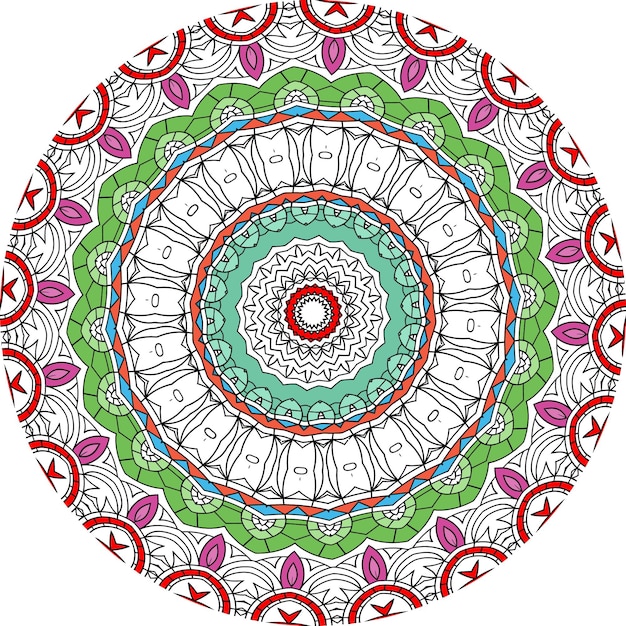 Этнический яркий узор цветов в стиле мандалы. Необычная форма цветка