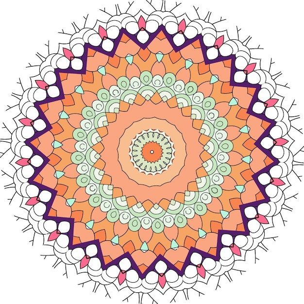 Ethnic Bright Mandala Style Flowers Pattern.