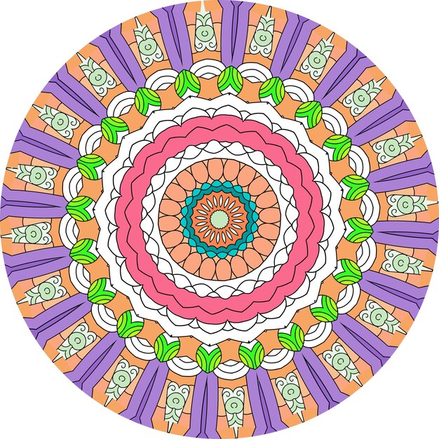 Ethnic bright mandala style flowers pattern