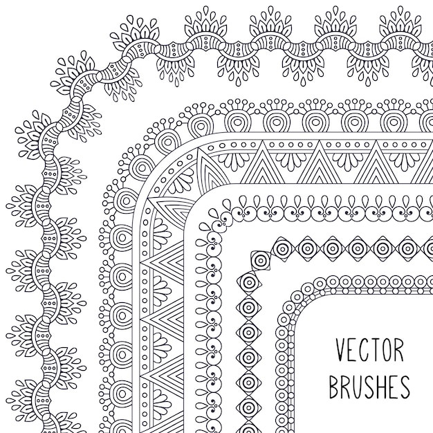 Vector ethnic brush collection