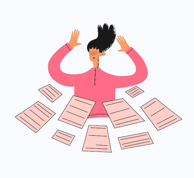 Ethnic business woman surrounded by documents