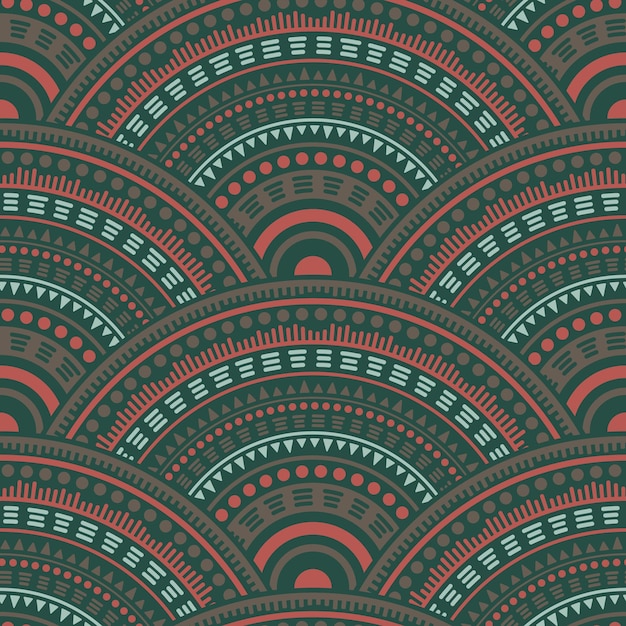 Vector ethnic circle shapes seamless geometric pattern