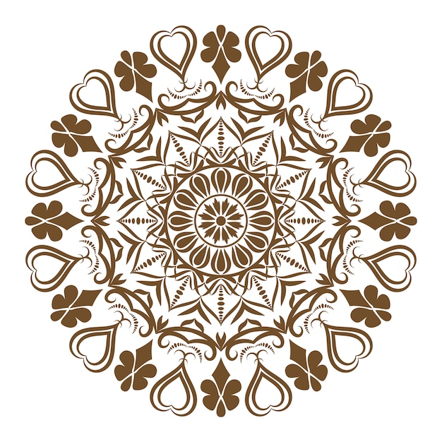 Vector ethnic decorative round element, lace patterns on white background.