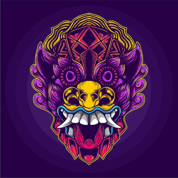 ethnic demon face artwork