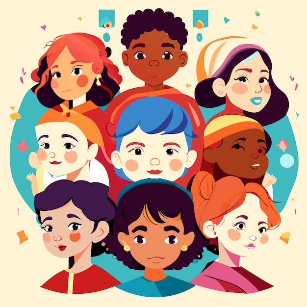 Ethnic Diversity Kid Characters in Vibrant Colors