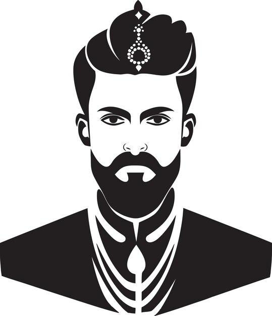 Vector ethnic elegance groom icon vector maharajas mark wedding man emblem