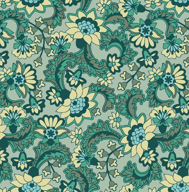 ethnic floral seamless pattern with classic paisley traditional floral pattern for fabric