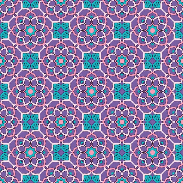 Ethnic floral seamless pattern with mandalas