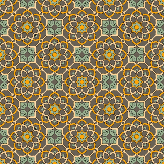 Ethnic floral seamless pattern with mandalas