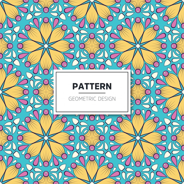 Ethnic floral seamless pattern with mandalas