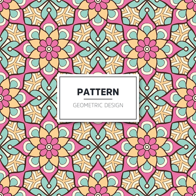 Ethnic floral seamless pattern with mandalas