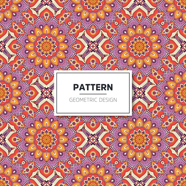 Vector ethnic floral seamless pattern with mandalas