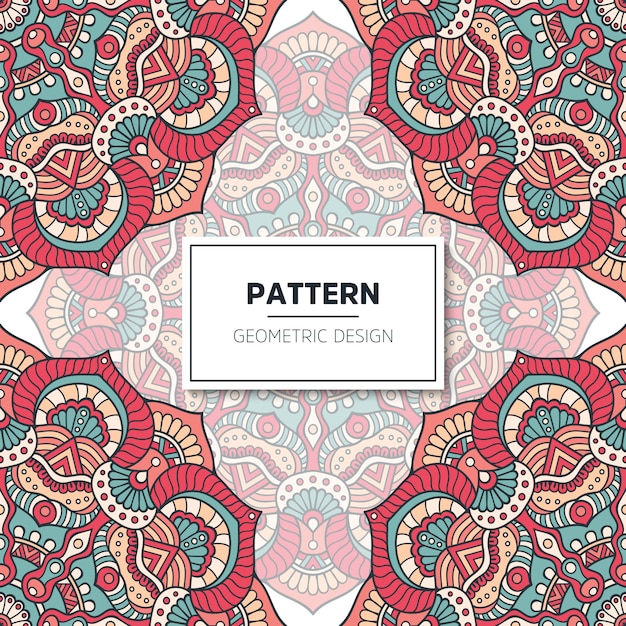 Ethnic floral seamless pattern with mandalas