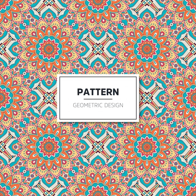 Ethnic floral seamless pattern with mandalas