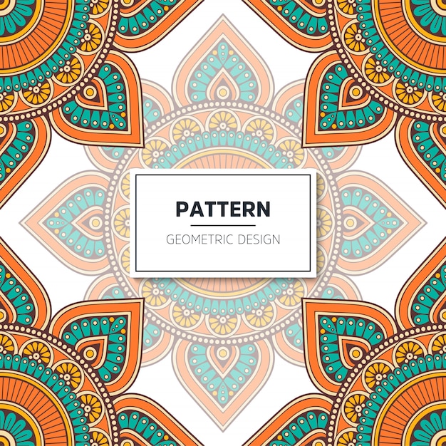 Vector ethnic floral seamless pattern with mandalas