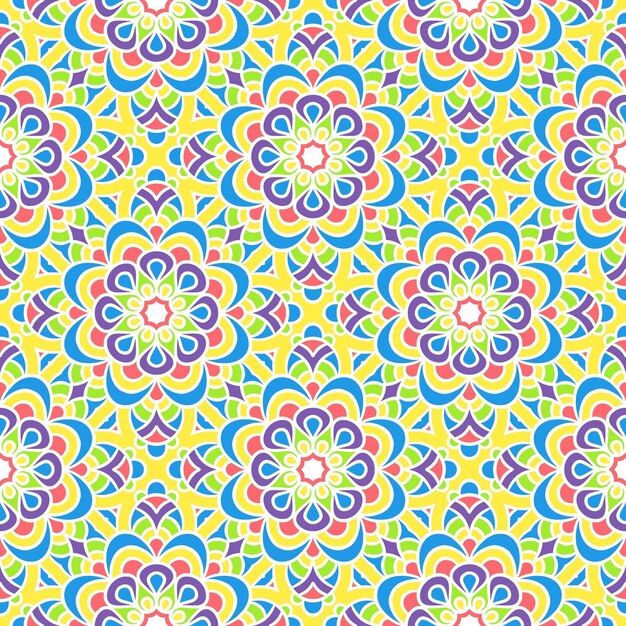 Ethnic Floral Seamless Pattern With Mandalas