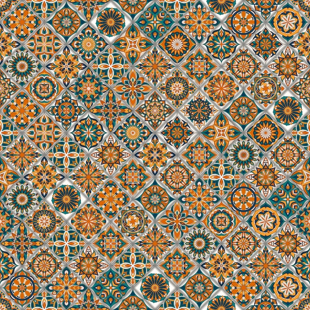 Ethnic floral seamless pattern with vintage mandala elements.