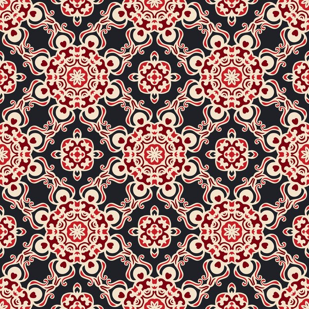 Ethnic flower Damask seamless motif vector pattern ornamental background