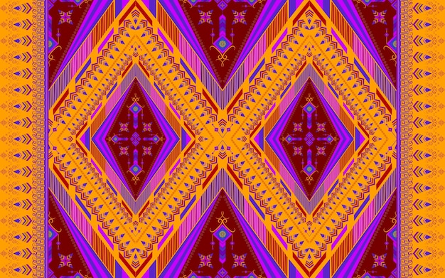 Ethnic folk geometric seamless pattern in purple red