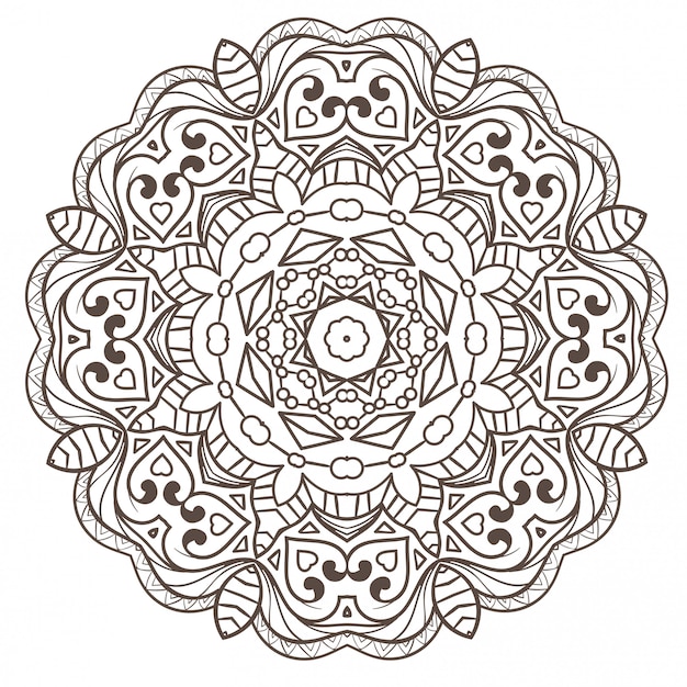 Ethnic Fractal Mandala  Meditation looks like Snowflake or Maya Aztec.