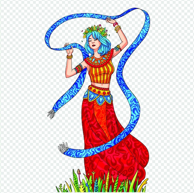 Этническая девушка танцует Иллюстрация