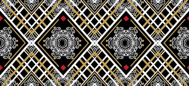 エスニック イカット生地コンセプト幾何学的な民族パターン背景カーペット バティック生地ベクトルのデザイン