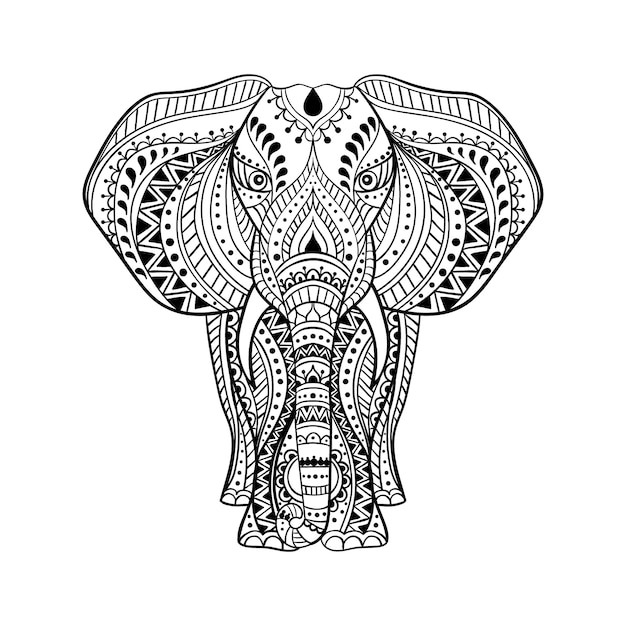 Illustrazione di elefante indiano etnico