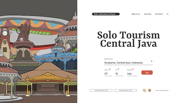 Ethnic Landing Page design with illustration of Culture Central Java