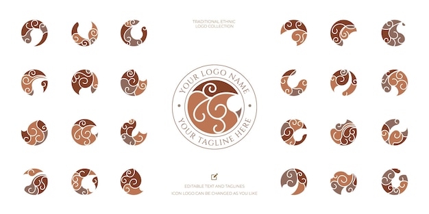 Concetto di design astratto collezione logo etnico per esigenze di branding