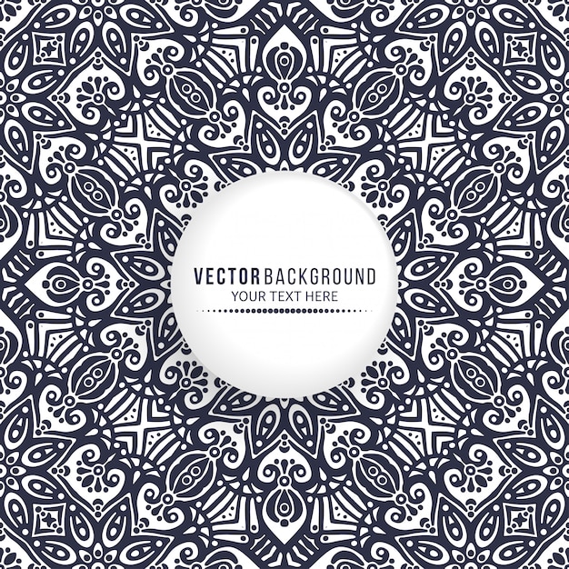 Vector ethnic mandala design background with blank circle frame