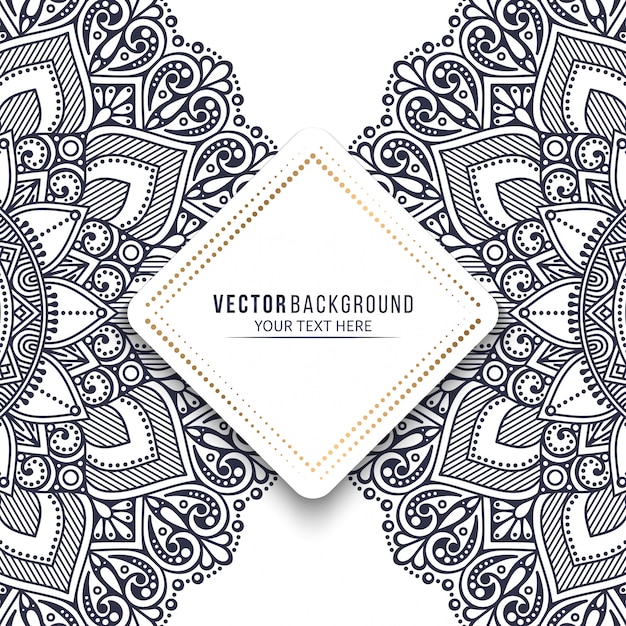 Vector ethnic mandala design background with blank frame