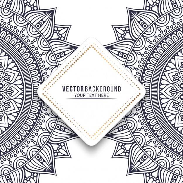 Ethnic mandala design background with blank frame