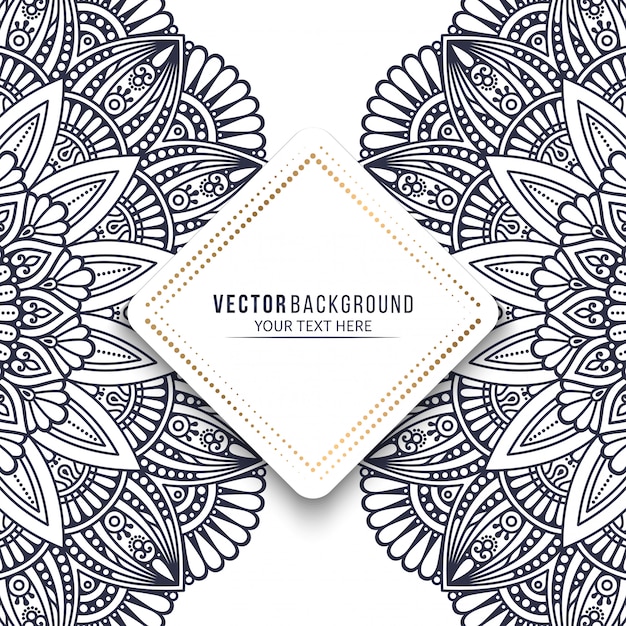 Ethnic mandala design background with blank frame