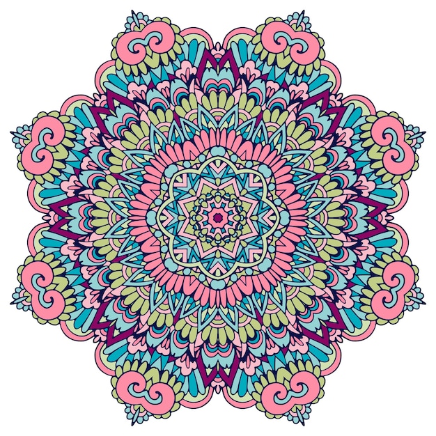 Ethnic Mandala flower. Festive colorful design element isolated