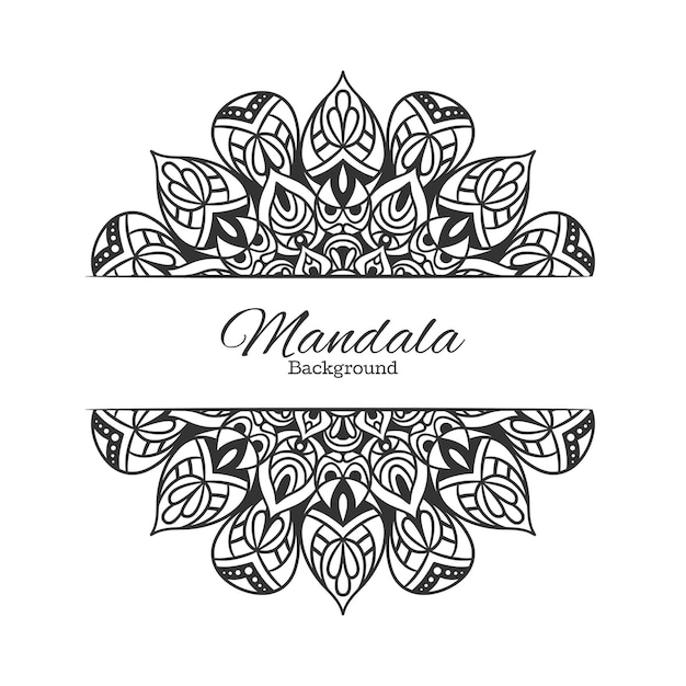 Vector ethnic mandala round ornament pattern with text space