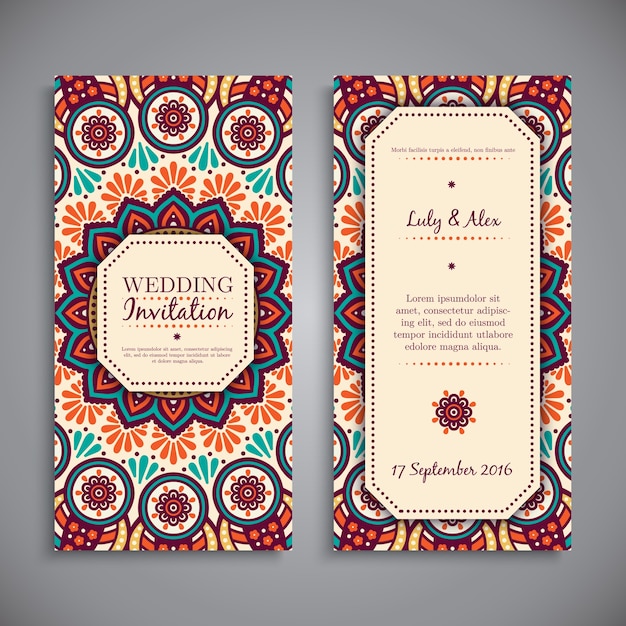 Ethnic mandala style wedding invitation