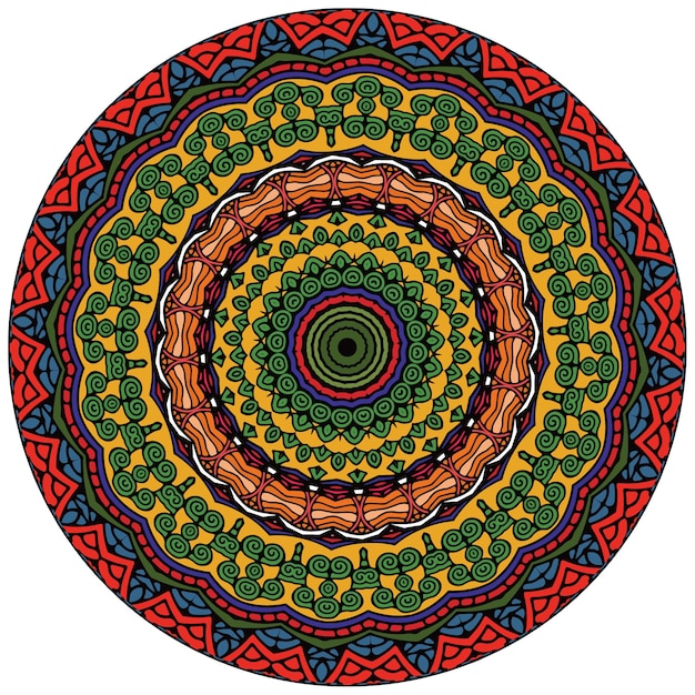 Ethnic Mandala With Colorful Ornament Bright Colors