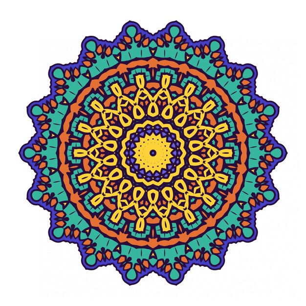 Mandala etnica con ornamento colorato isolato