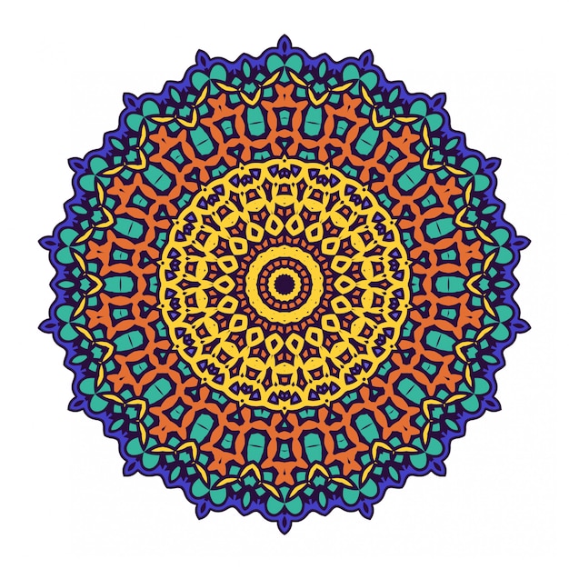 Ethnic mandala with colorful ornament isolated