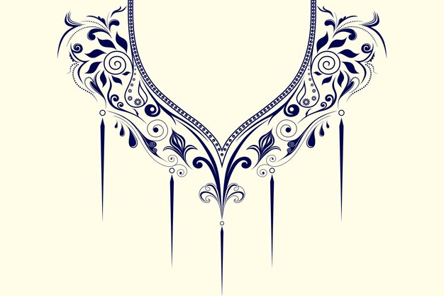 Ethnic neck collar embroidery for fashion and other uses in vector geometric oriental pattern ethni